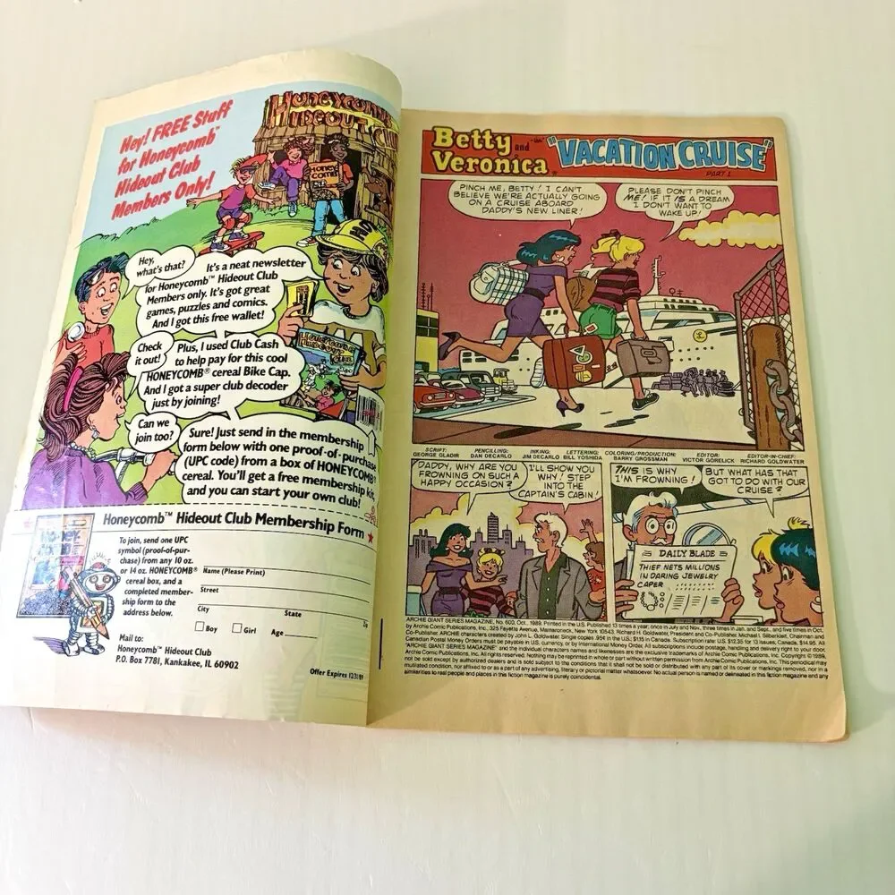 Archie Comics Betty and Veronica Spectacular Comic Book Magazine No 600 Oct 1989